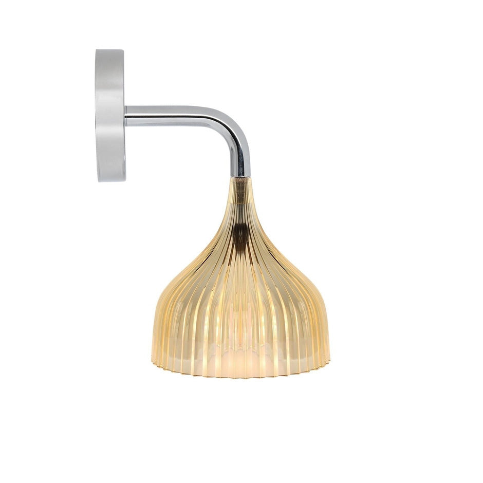 Pleated Bell Shade Curved Arm Wall Light