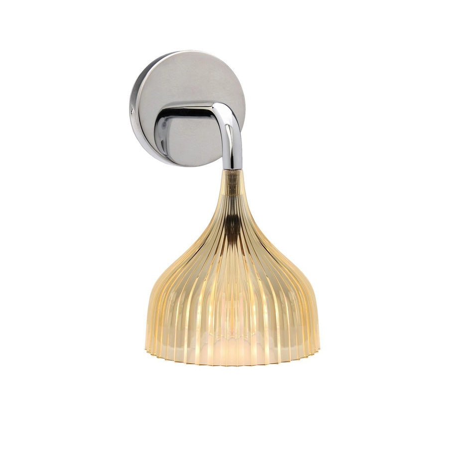Pleated Bell Shade Curved Arm Wall Light