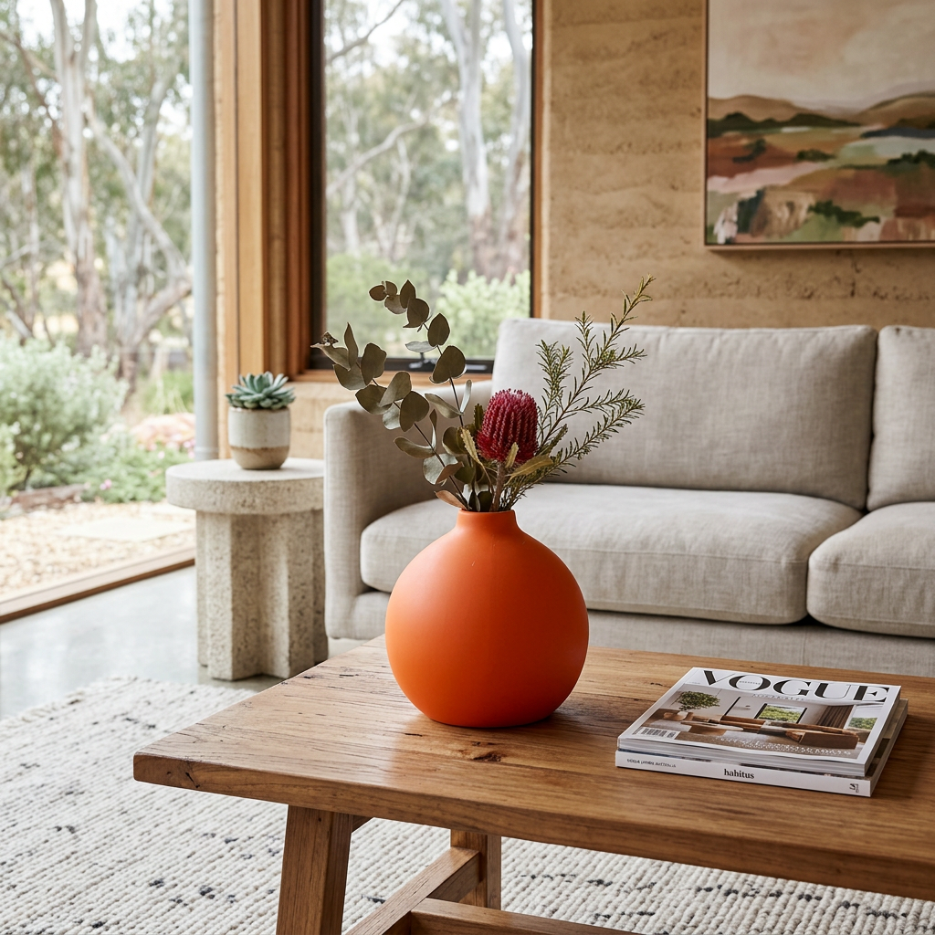 Glossy Round Ceramic Table Vase