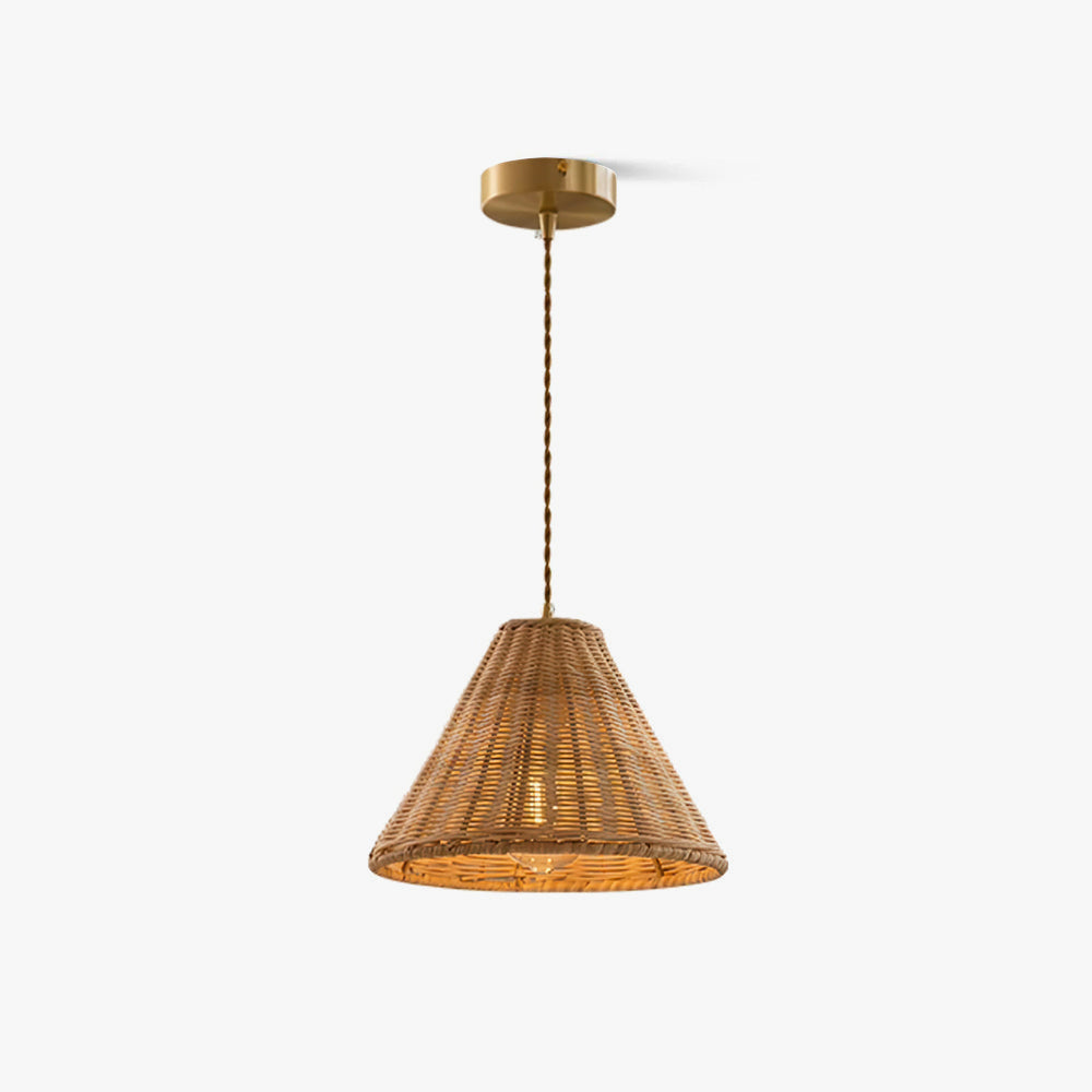 Woven Rattan Cone Pendant Light