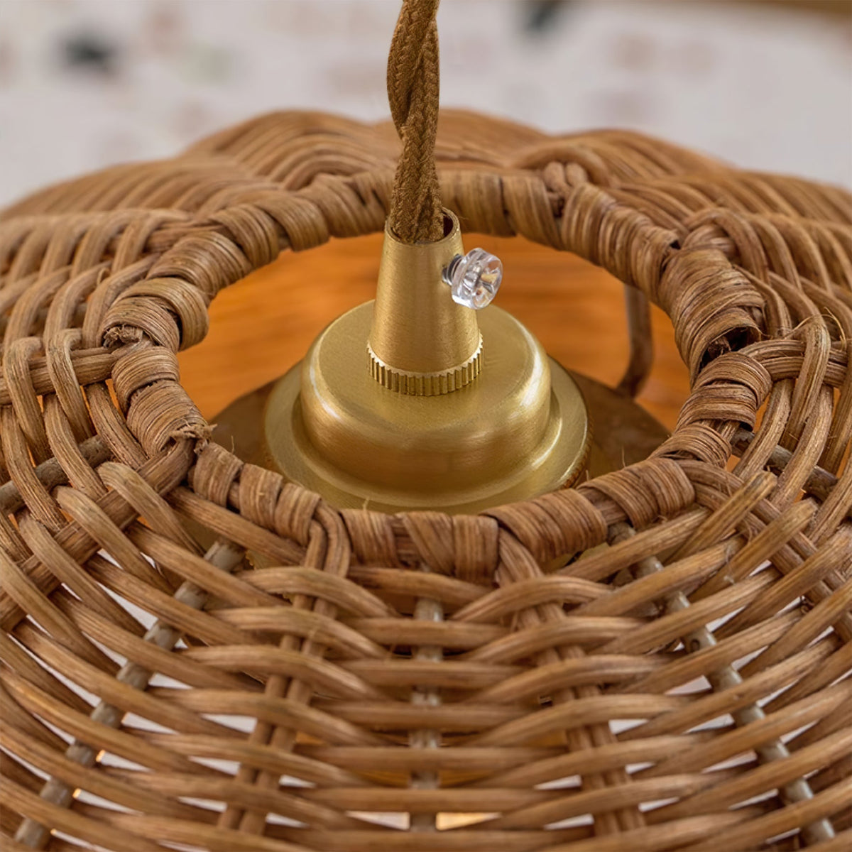 Woven Rattan Cone Pendant Light