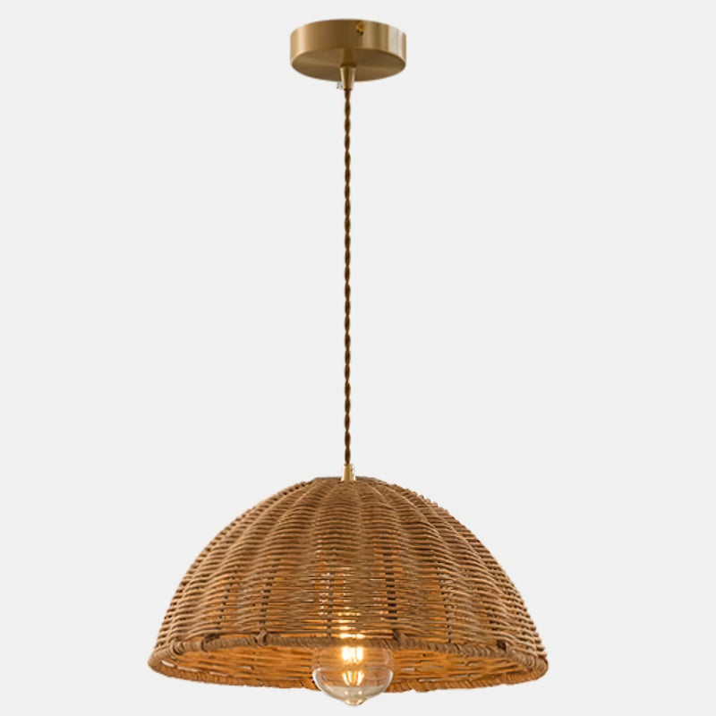 Woven Rattan Cone Pendant Light