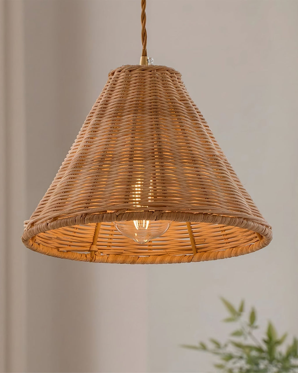 Woven Rattan Cone Pendant Light