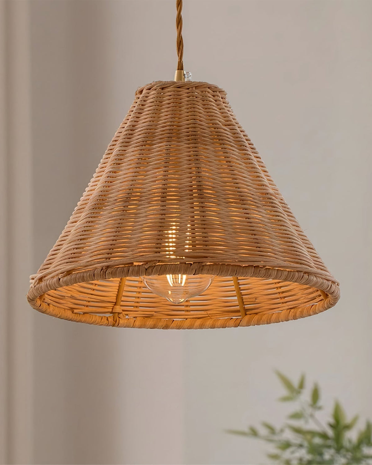 Woven Rattan Cone Pendant Light