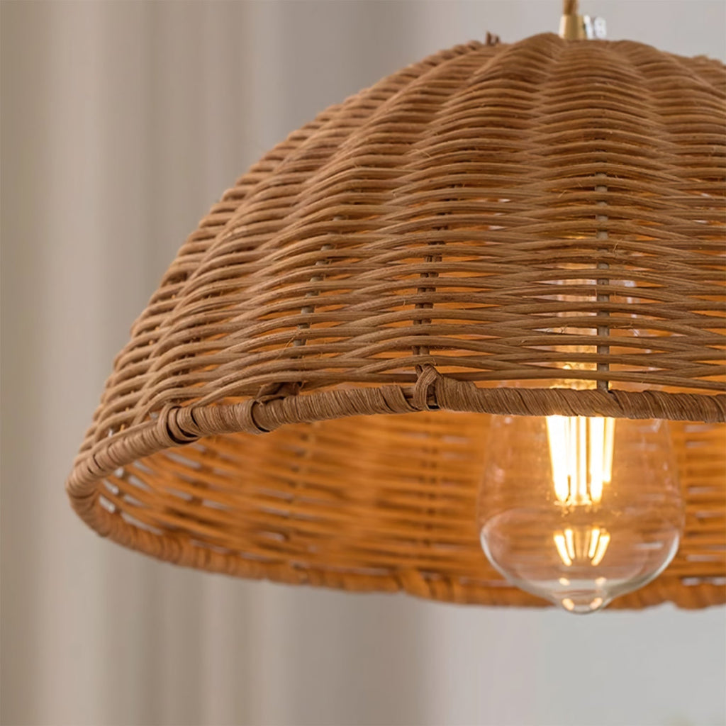 Woven Rattan Cone Pendant Light