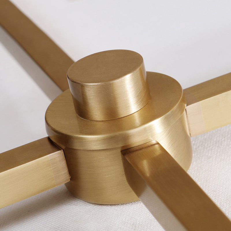 Square Linen Shade Brass Flush Ceiling Light