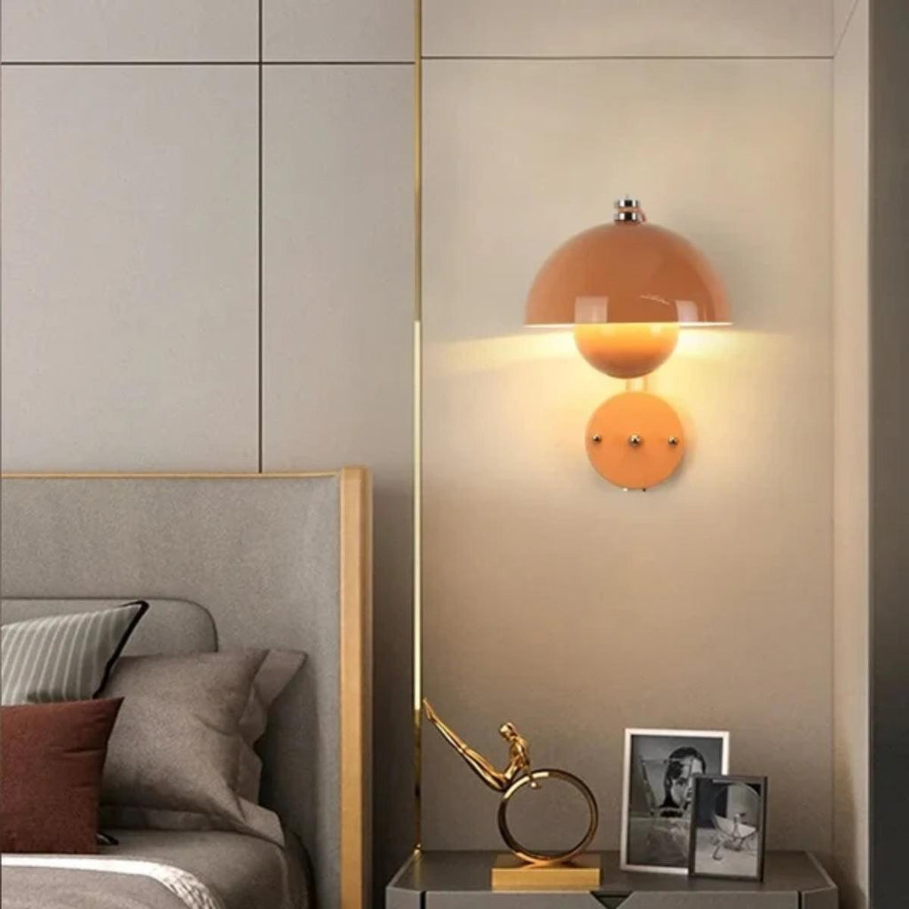 Flowerpot Styled Wall Sconce Light Fixture With Rounded Double Dome Shade
