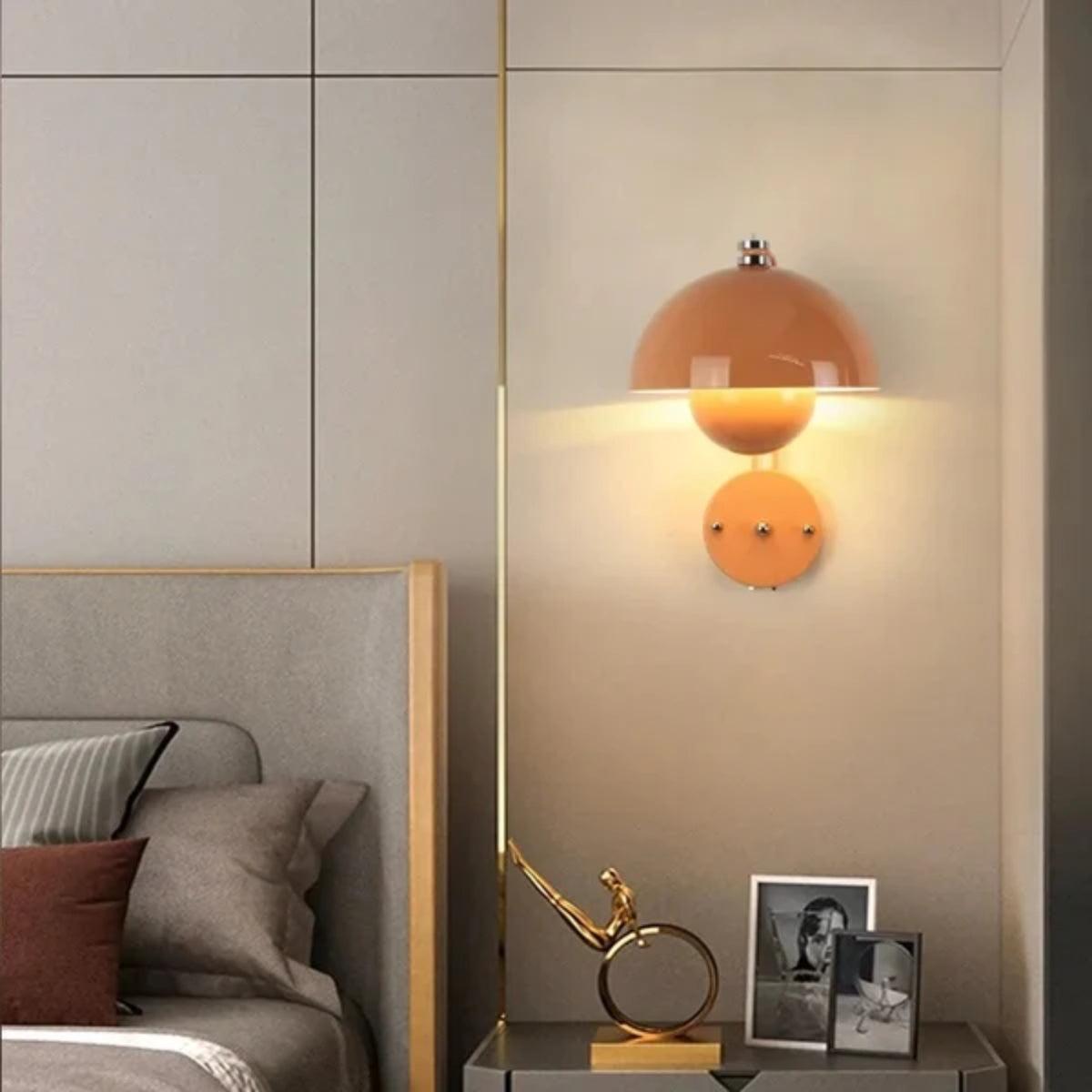 Flowerpot Styled Wall Sconce Light Fixture With Rounded Double Dome Shade