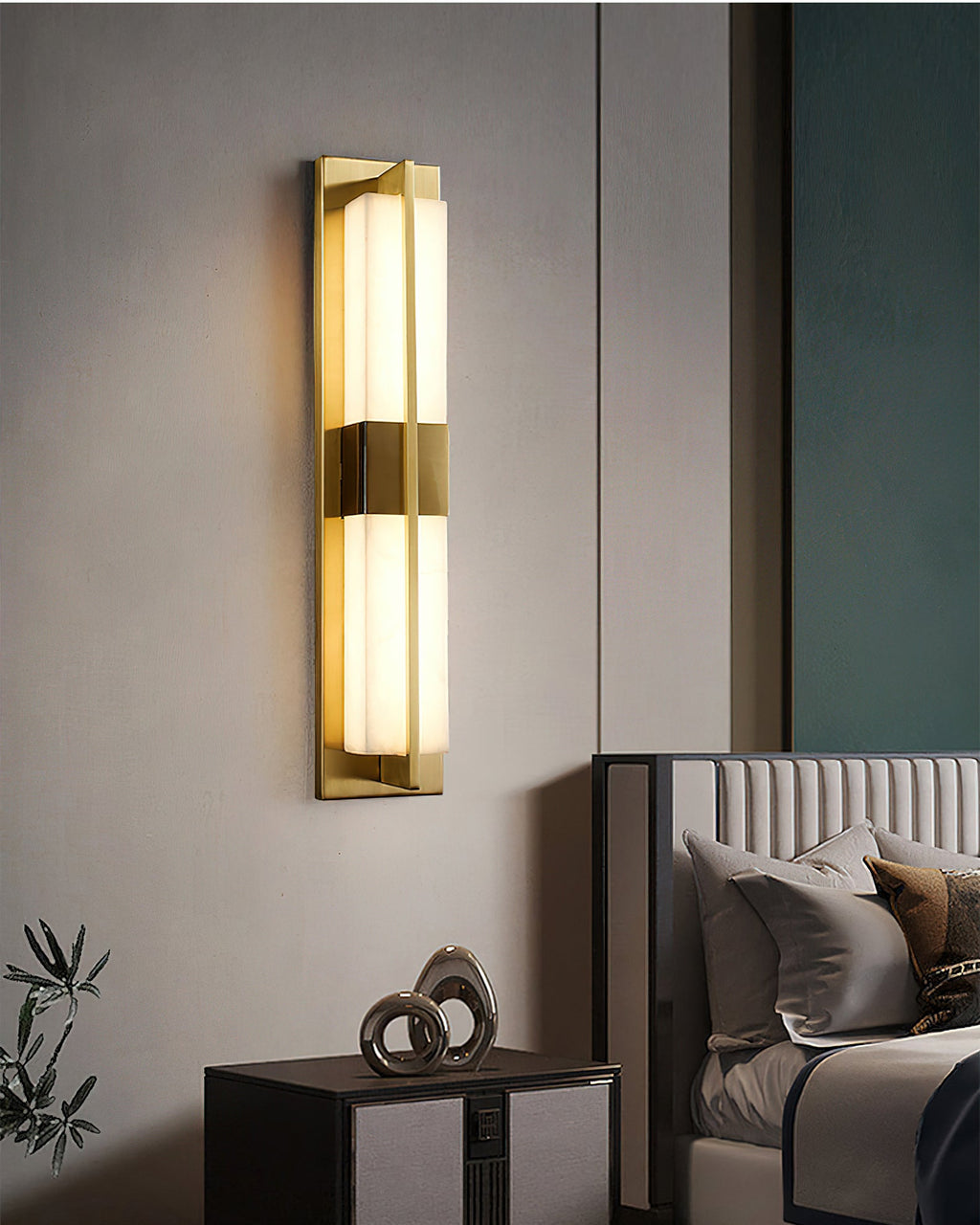 Banded Alabaster Panel LED Wall Lamp