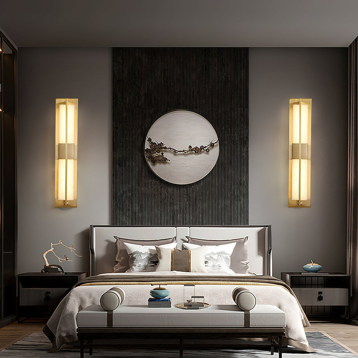 Banded Alabaster Panel LED Wall Lamp