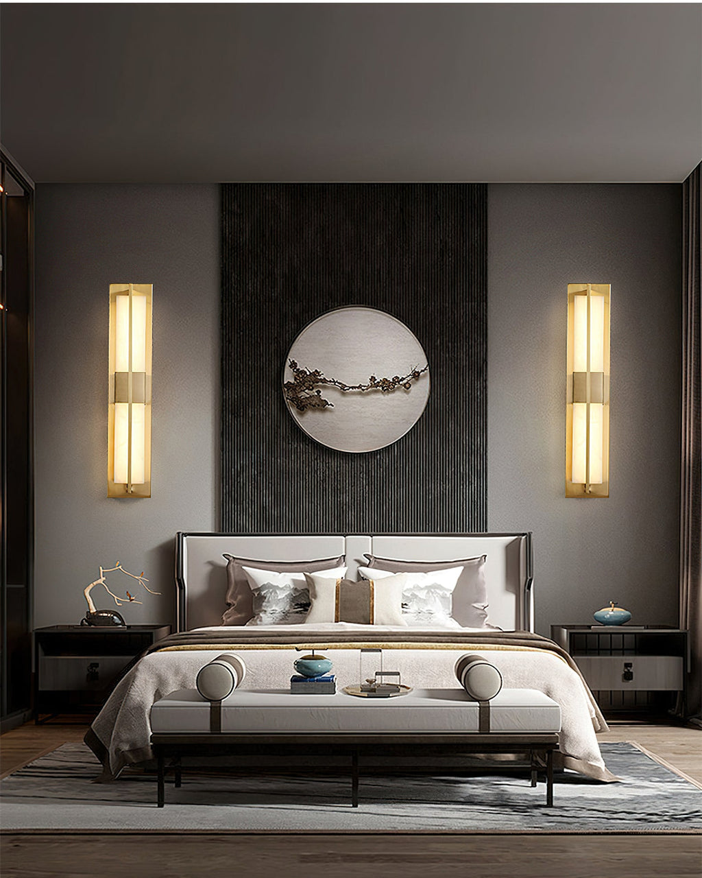Banded Alabaster Panel LED Wall Lamp