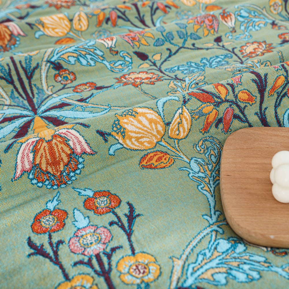 Floral Jacquard Tasseled Cotton Bedspread