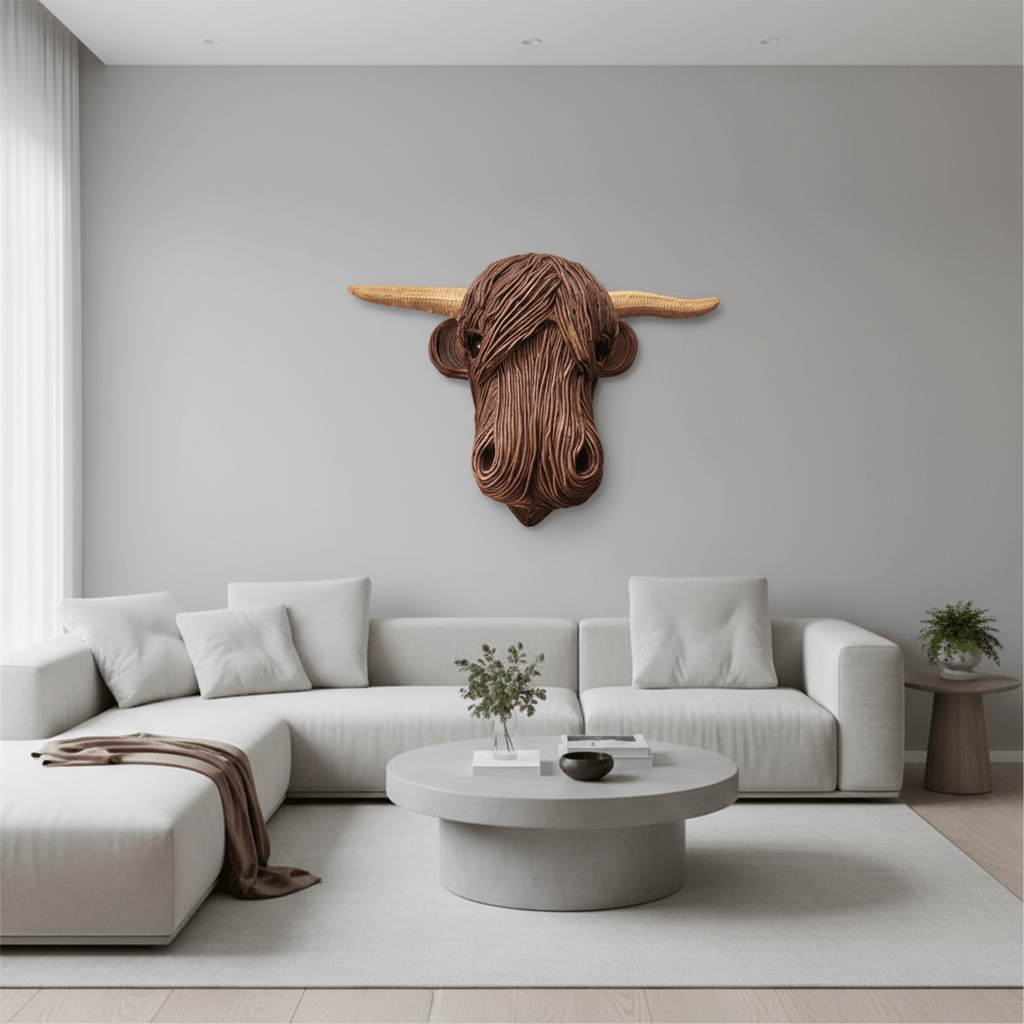 Rustic Highland Cow Head Wall Decor