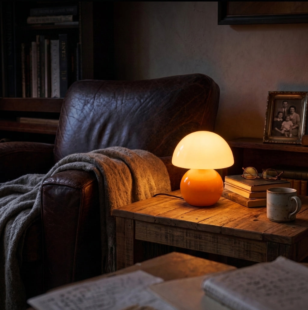 Mini Opal Glass Mushroom Table Lamp