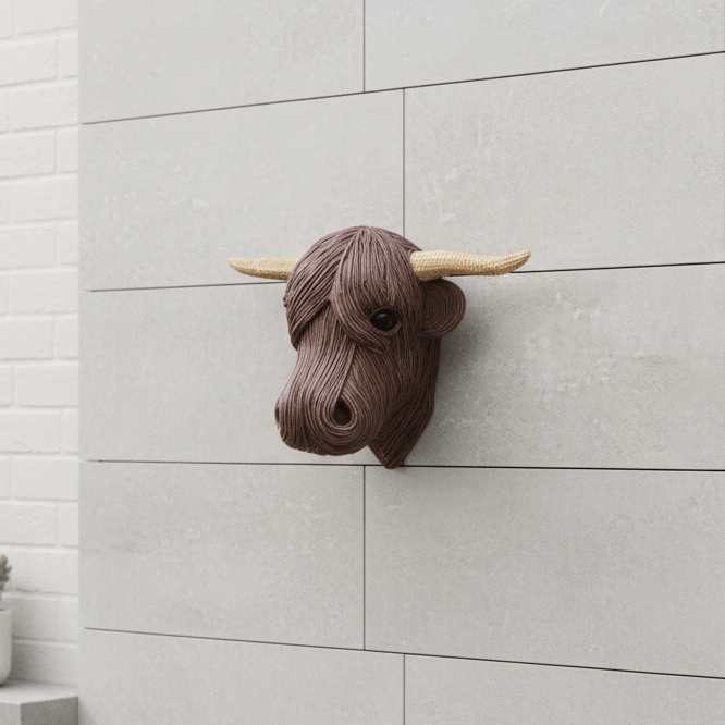Rustic Highland Cow Head Wall Decor