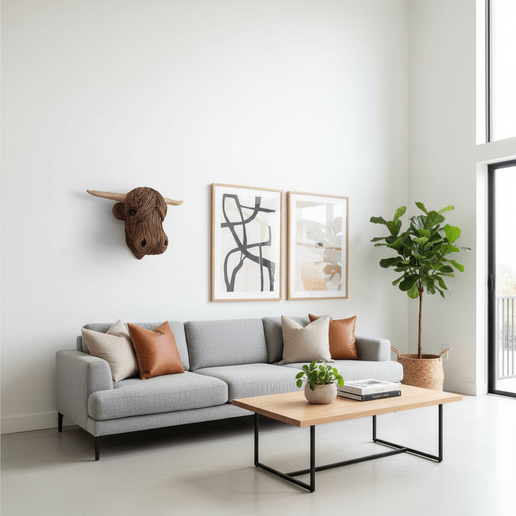 Rustic Highland Cow Head Wall Decor