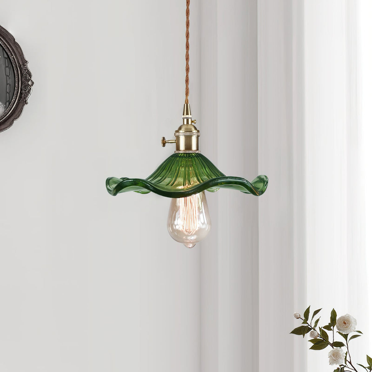 Fluted Glass Flower Pendant Light