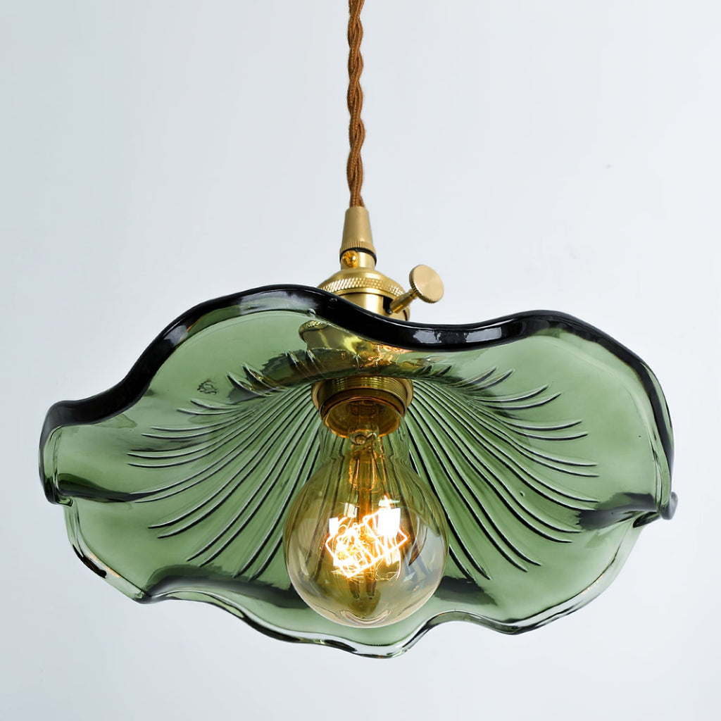 Fluted Glass Flower Pendant Light