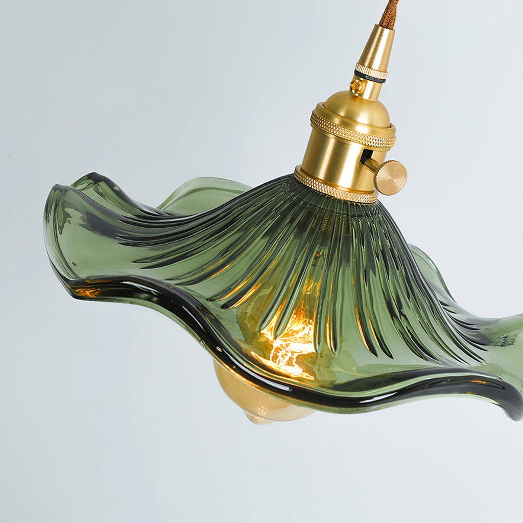 Fluted Glass Flower Pendant Light