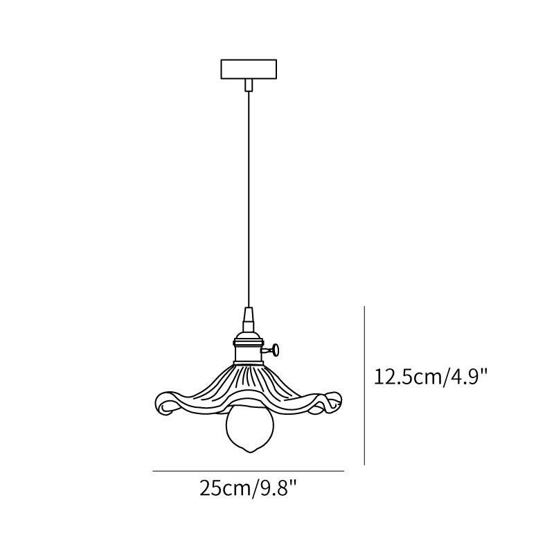 Fluted Glass Flower Pendant Light