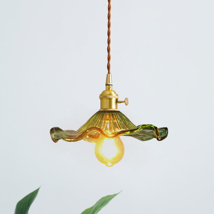 Fluted Glass Flower Pendant Light