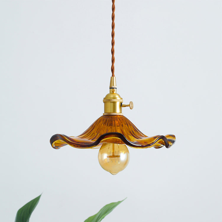 Fluted Glass Flower Pendant Light