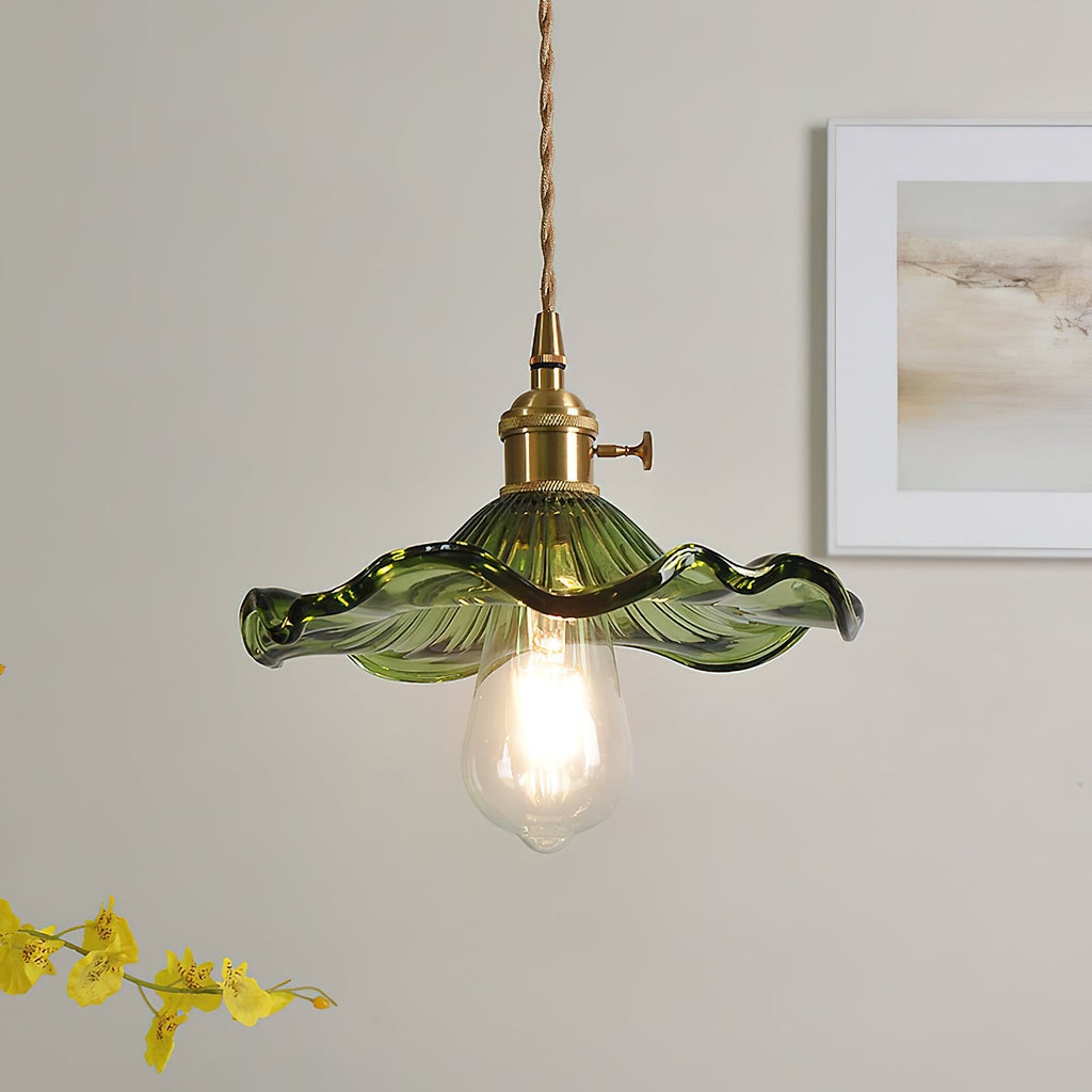 Fluted Glass Flower Pendant Light