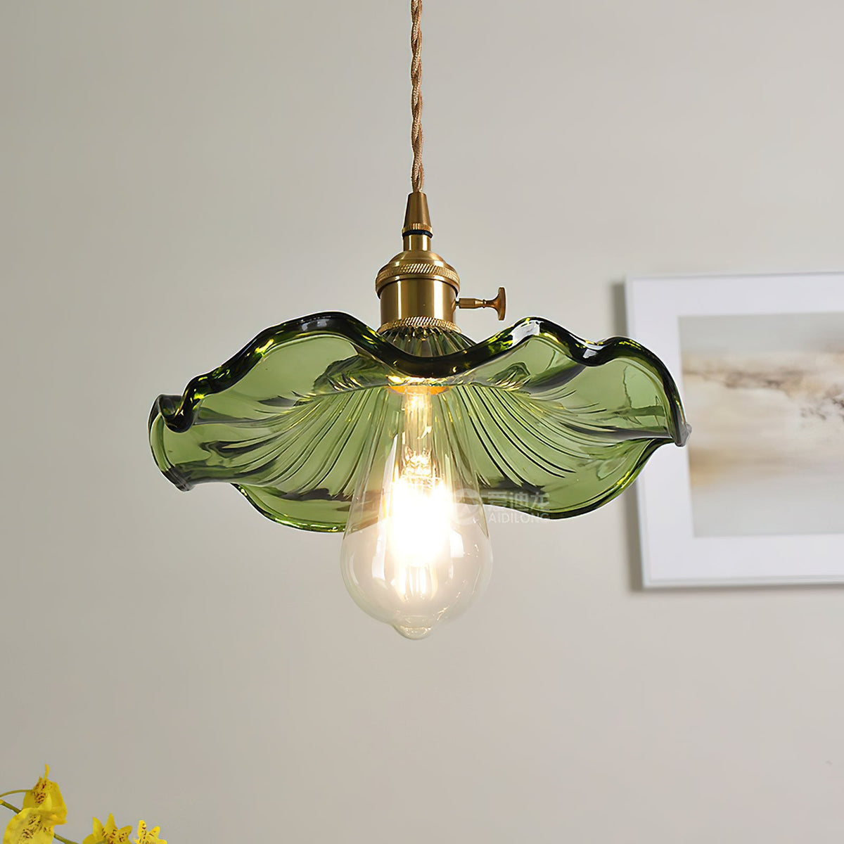 Fluted Glass Flower Pendant Light