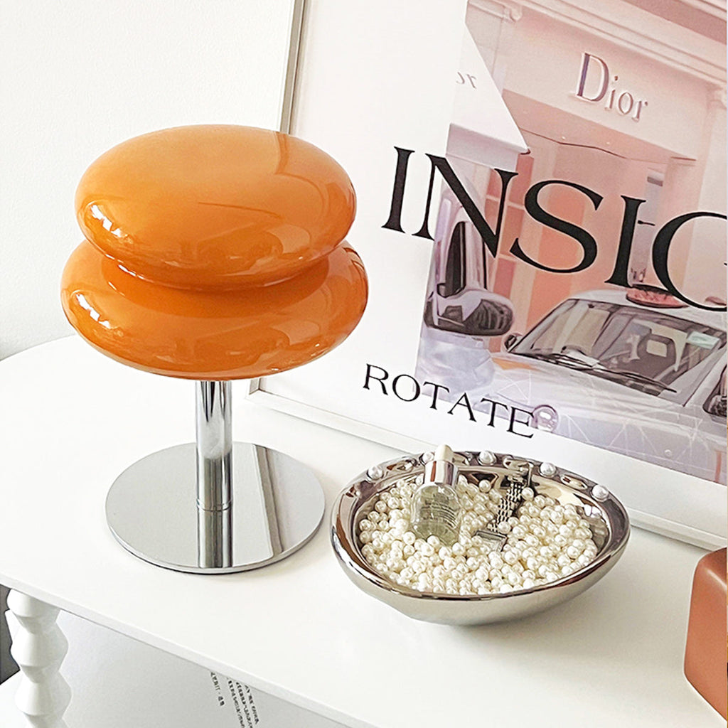 Double-Dome Glass Chrome Table Lamp