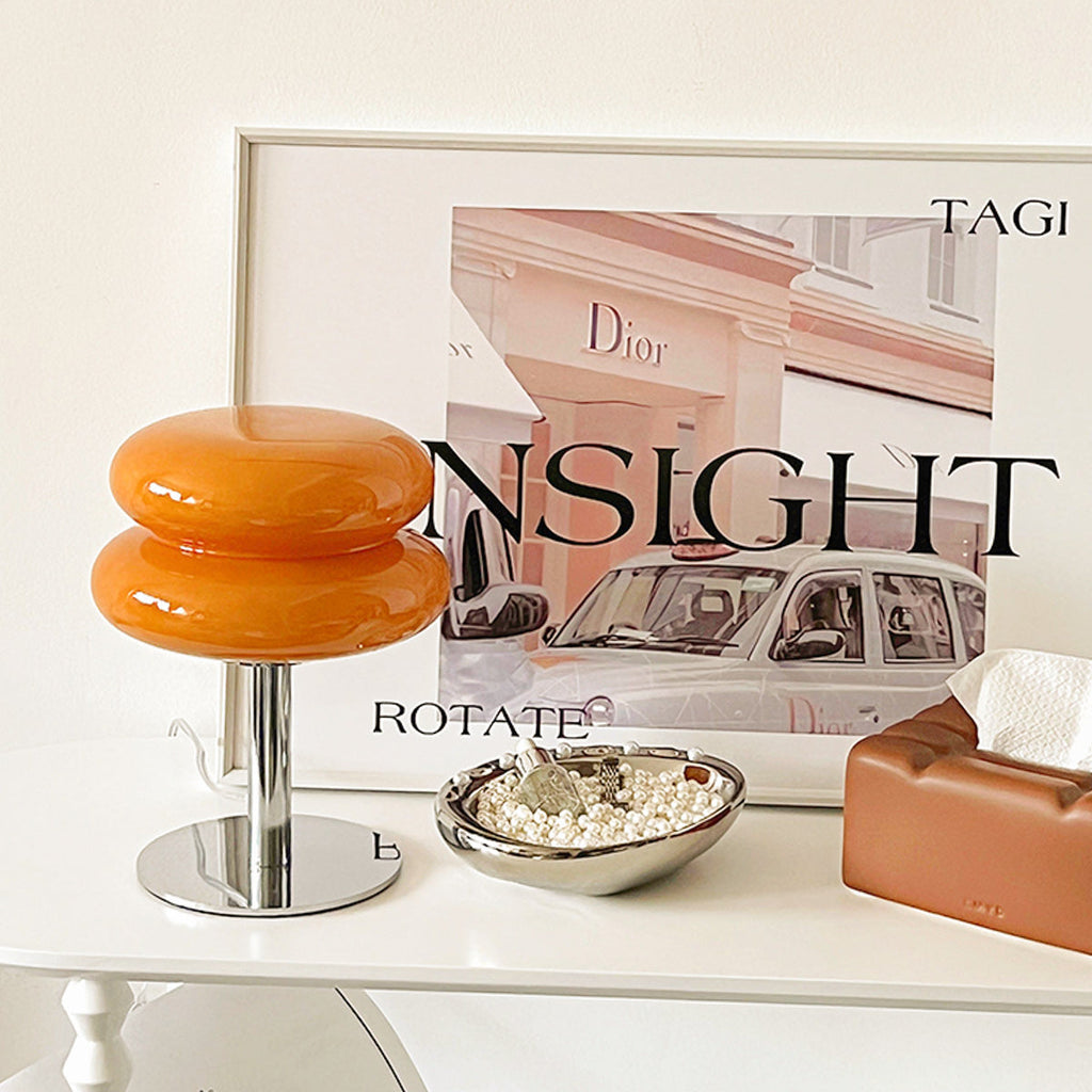 Double-Dome Glass Chrome Table Lamp