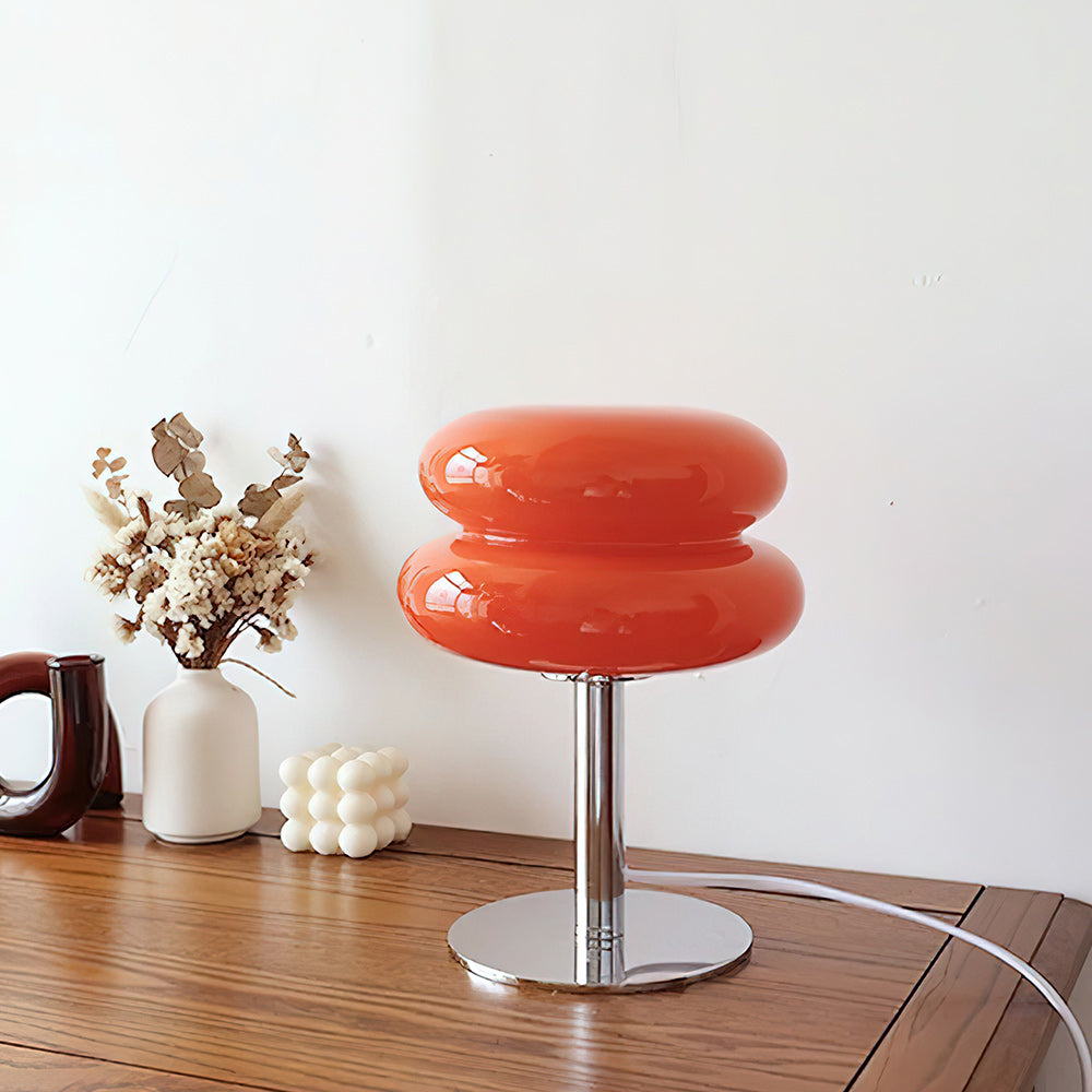 Double-Dome Glass Chrome Table Lamp