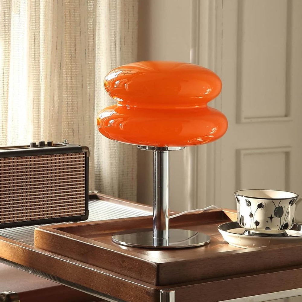 Double-Dome Glass Chrome Table Lamp