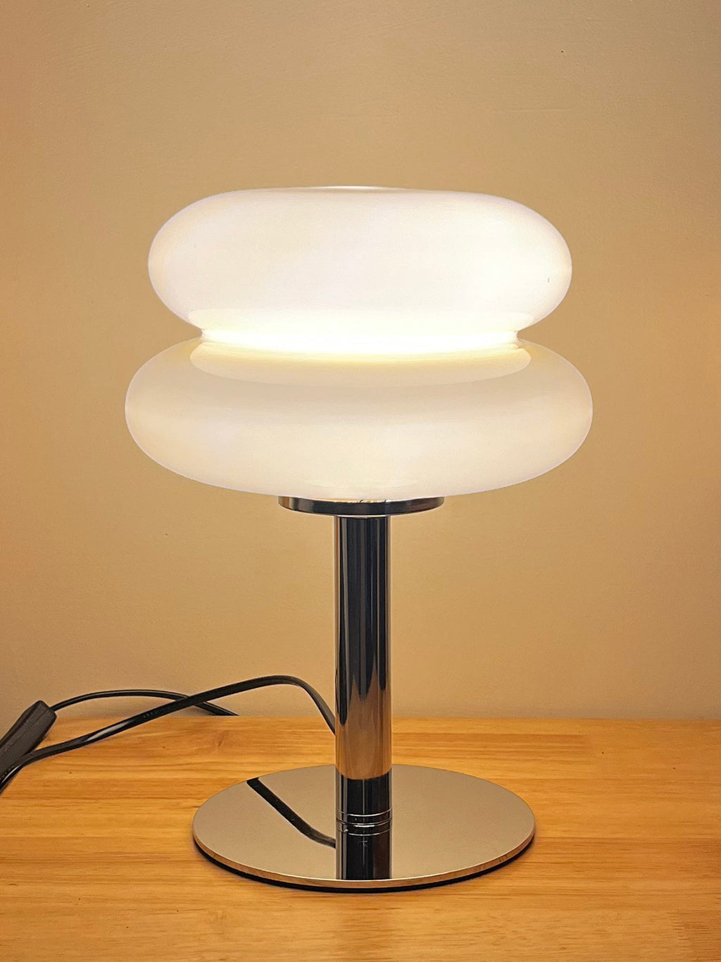 Double-Dome Glass Chrome Table Lamp
