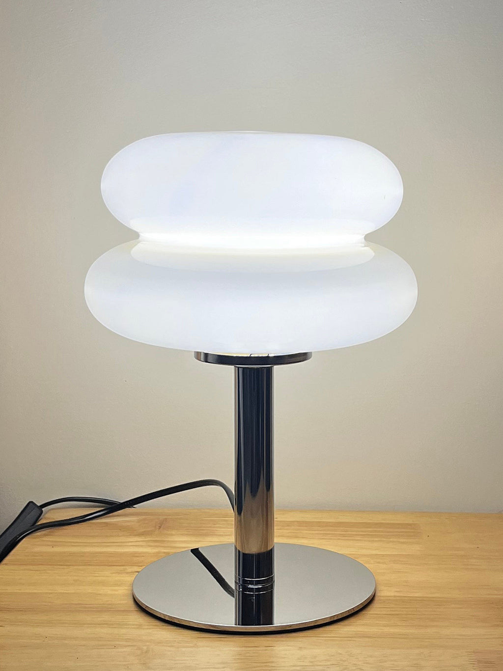 Double-Dome Glass Chrome Table Lamp