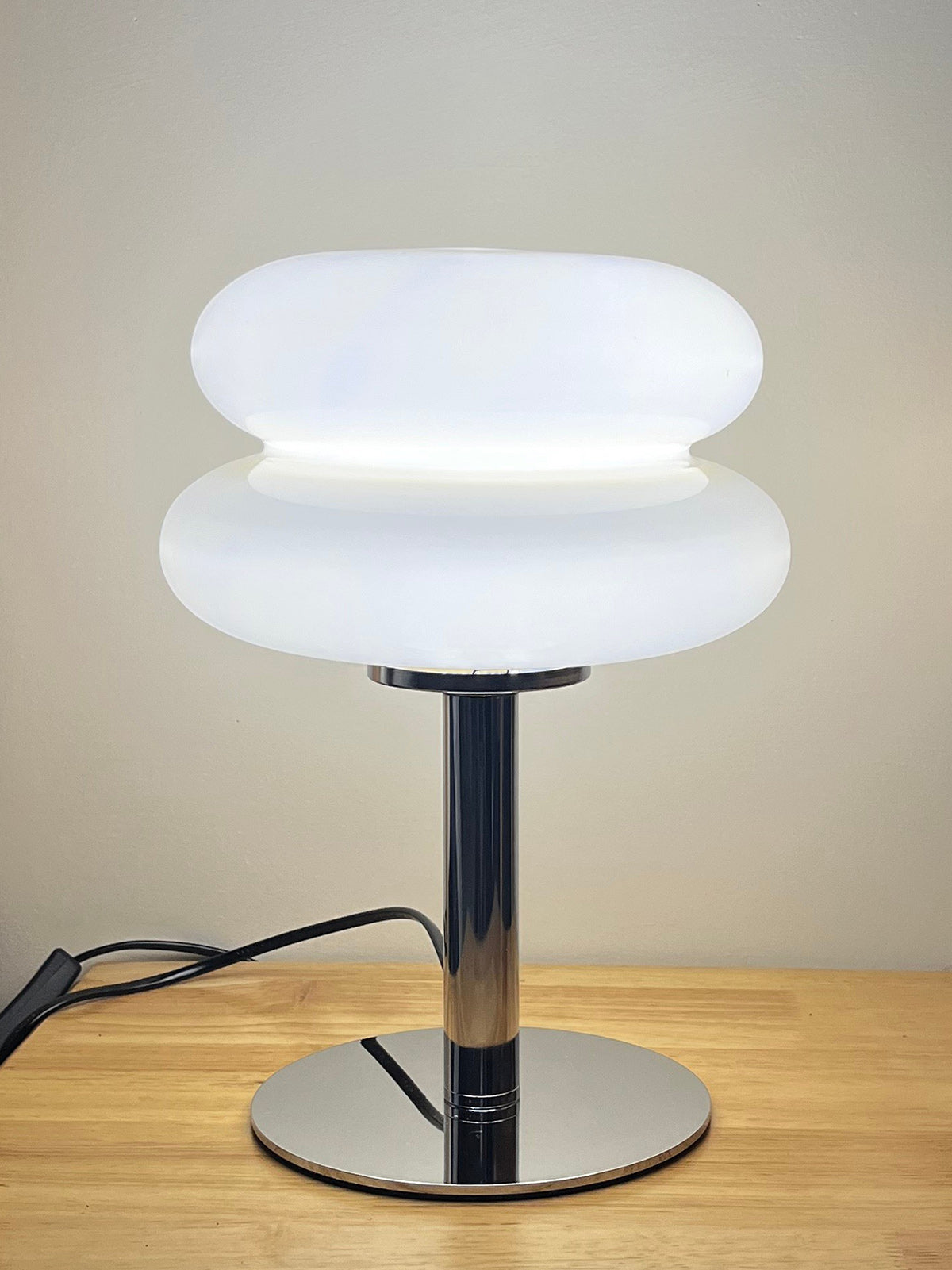 Double-Dome Glass Chrome Table Lamp