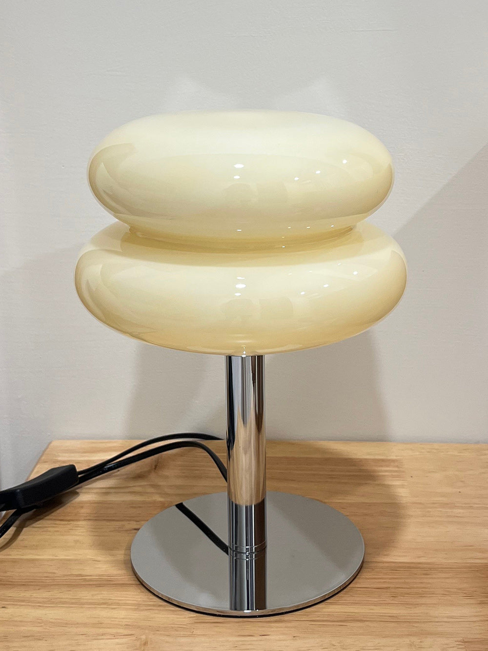 Double-Dome Glass Chrome Table Lamp