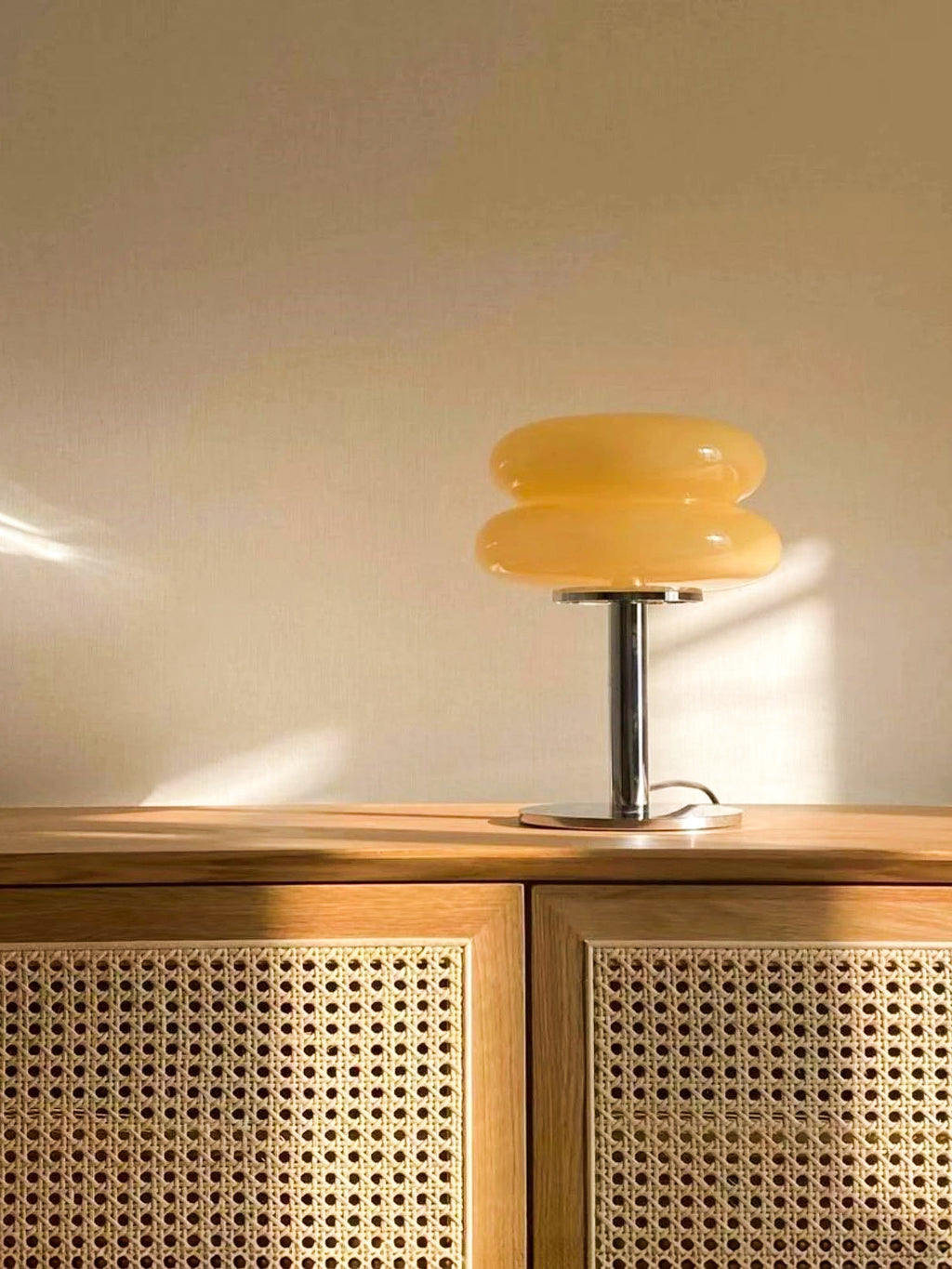 Double-Dome Glass Chrome Table Lamp