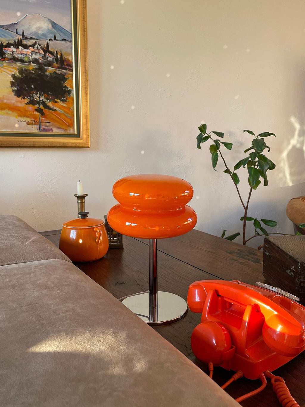 Double-Dome Glass Chrome Table Lamp
