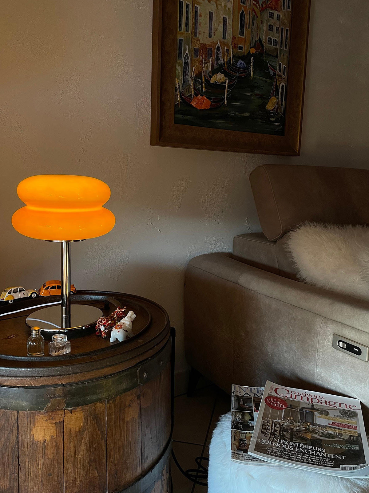 Double-Dome Glass Chrome Table Lamp