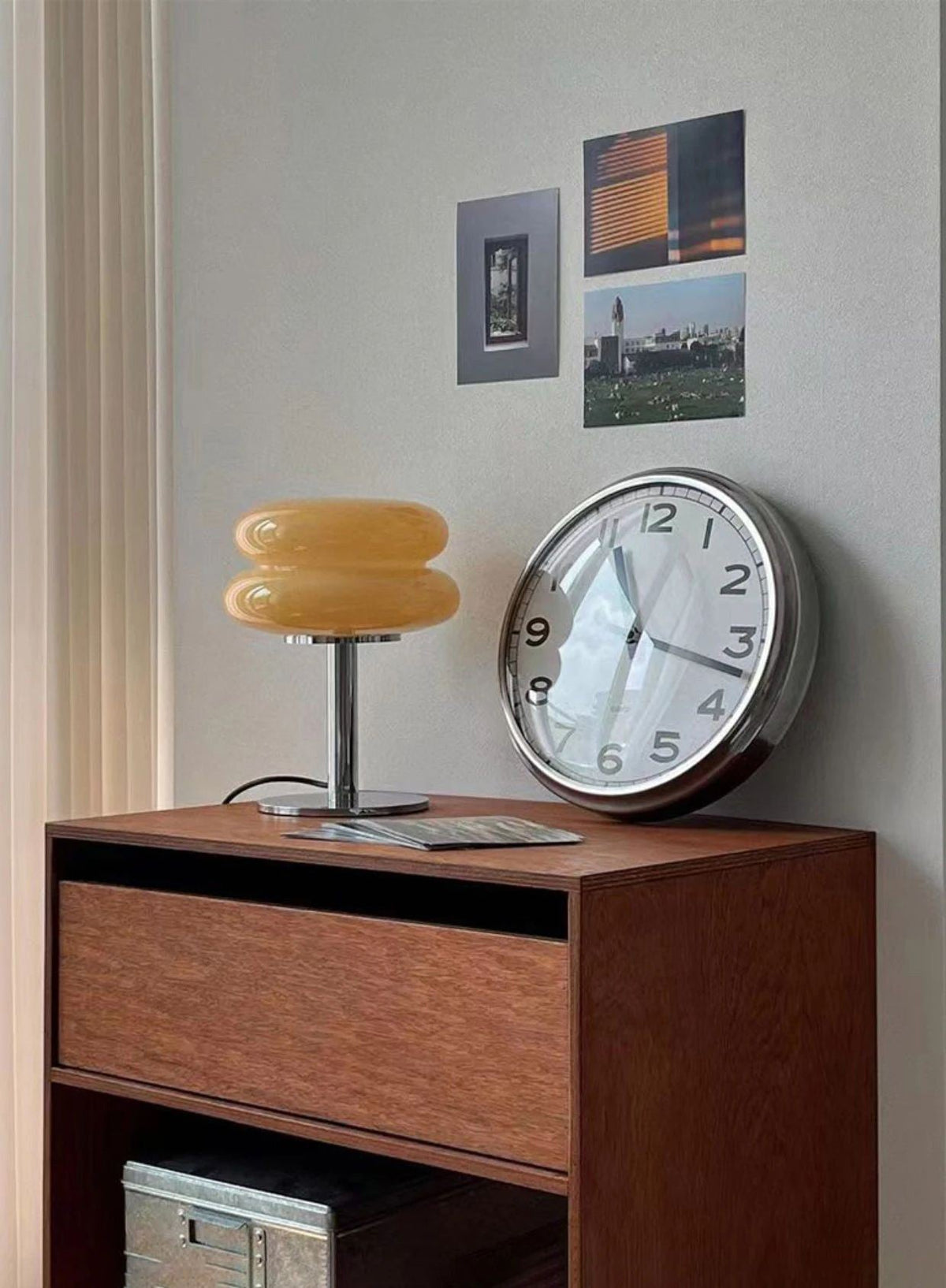 Double-Dome Glass Chrome Table Lamp