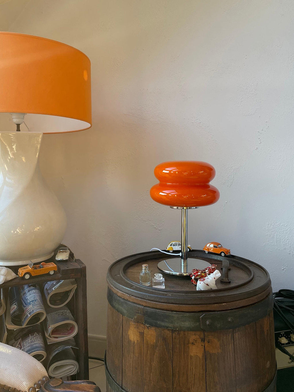 Double-Dome Glass Chrome Table Lamp