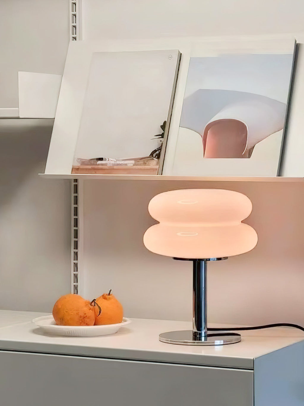 Double-Dome Glass Chrome Table Lamp