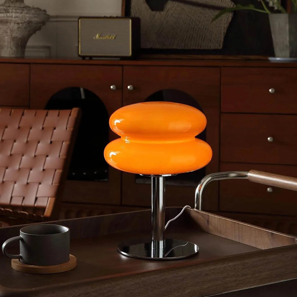 Double-Dome Glass Chrome Table Lamp