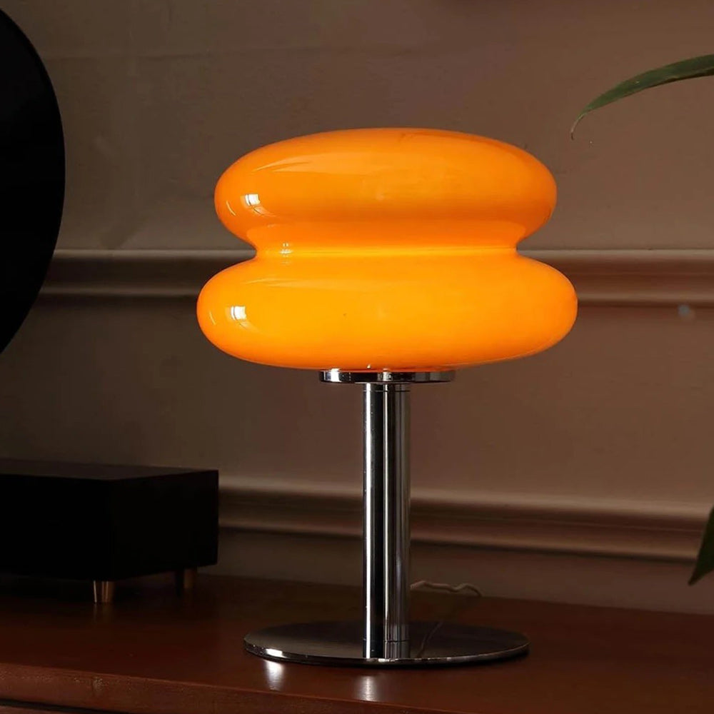 Double-Dome Glass Chrome Table Lamp