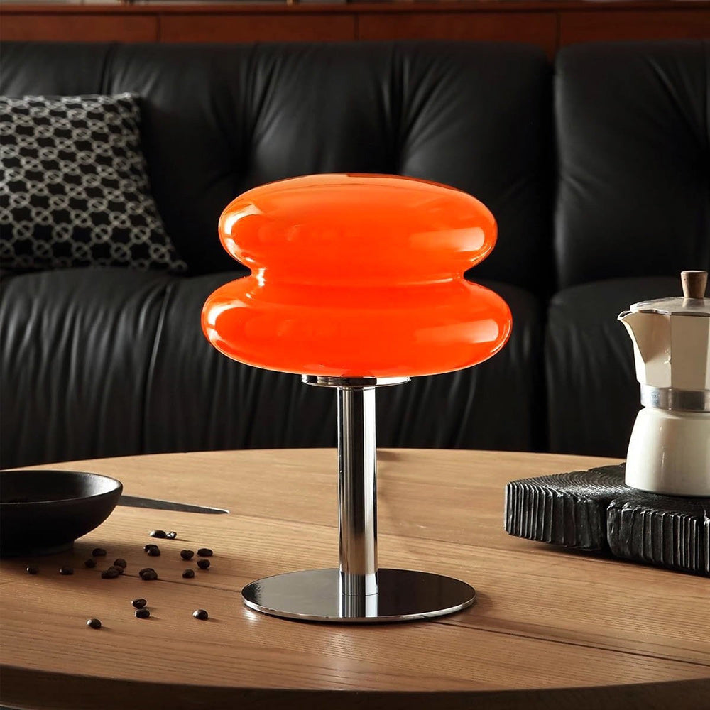 Double-Dome Glass Chrome Table Lamp
