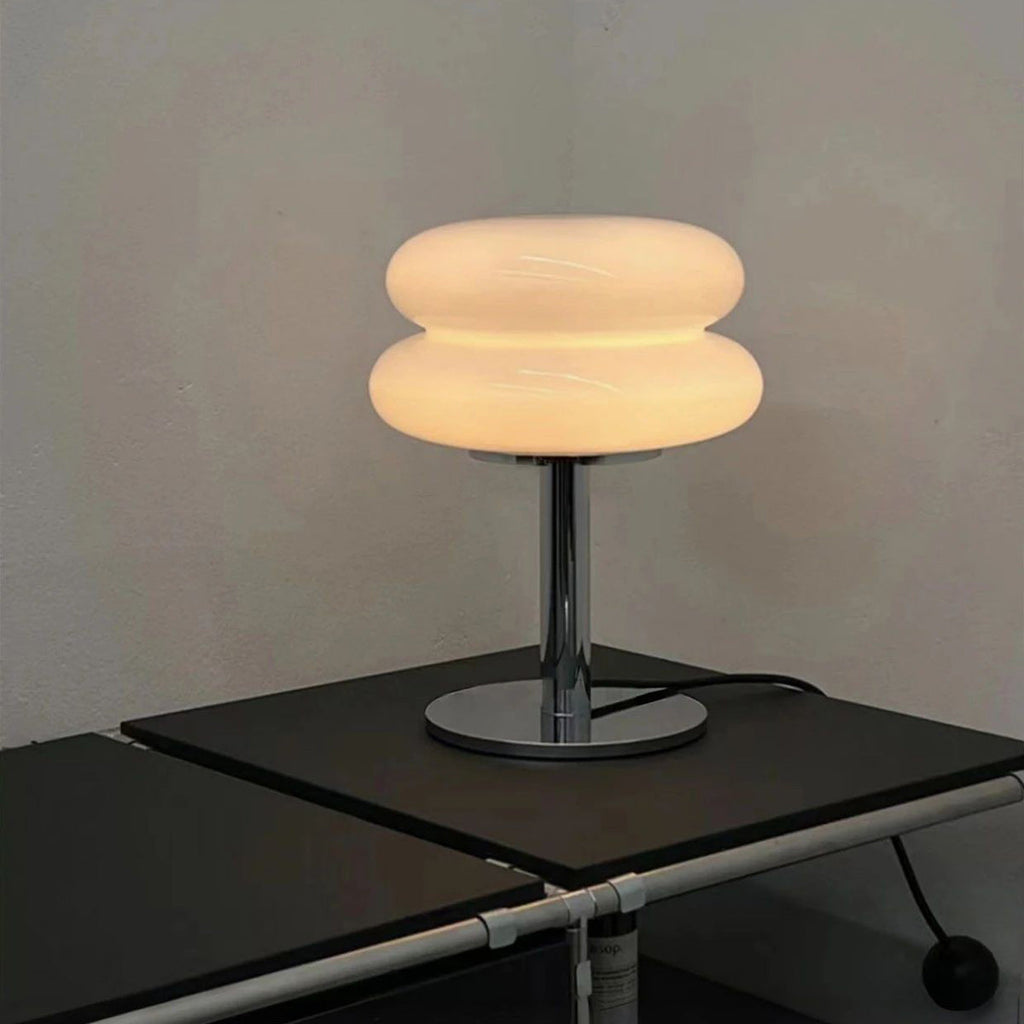 Double-Dome Glass Chrome Table Lamp
