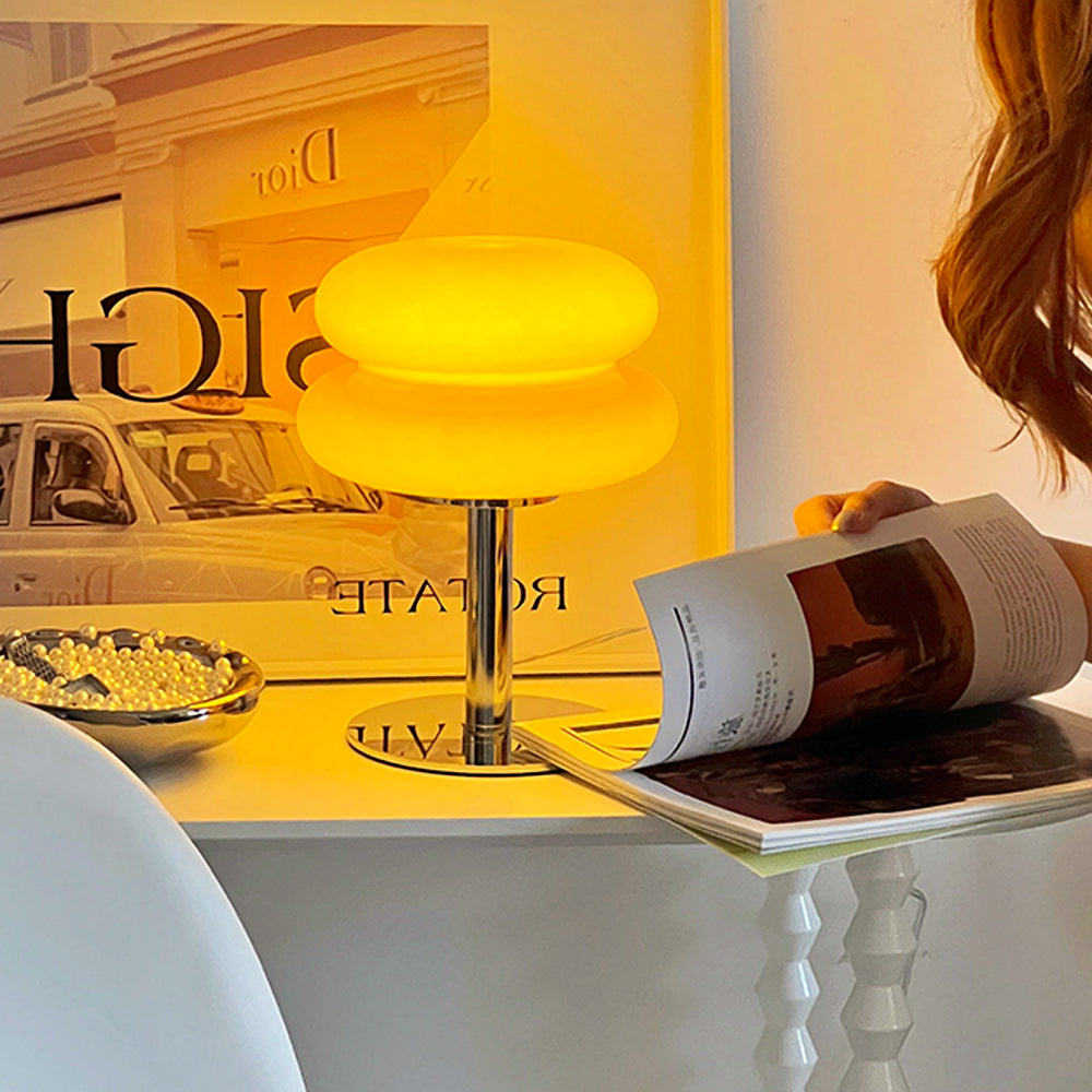 Double-Dome Glass Chrome Table Lamp