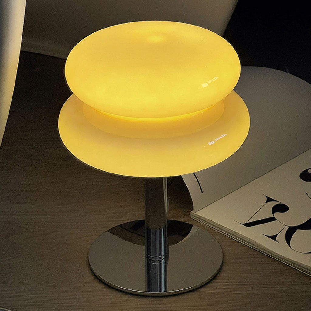 Double-Dome Glass Chrome Table Lamp
