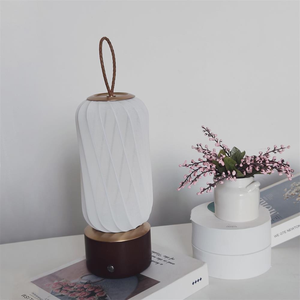 Cordless Ribbed Cylinder Touch Table Lamp