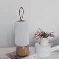 Cordless Ribbed Cylinder Touch Table Lamp